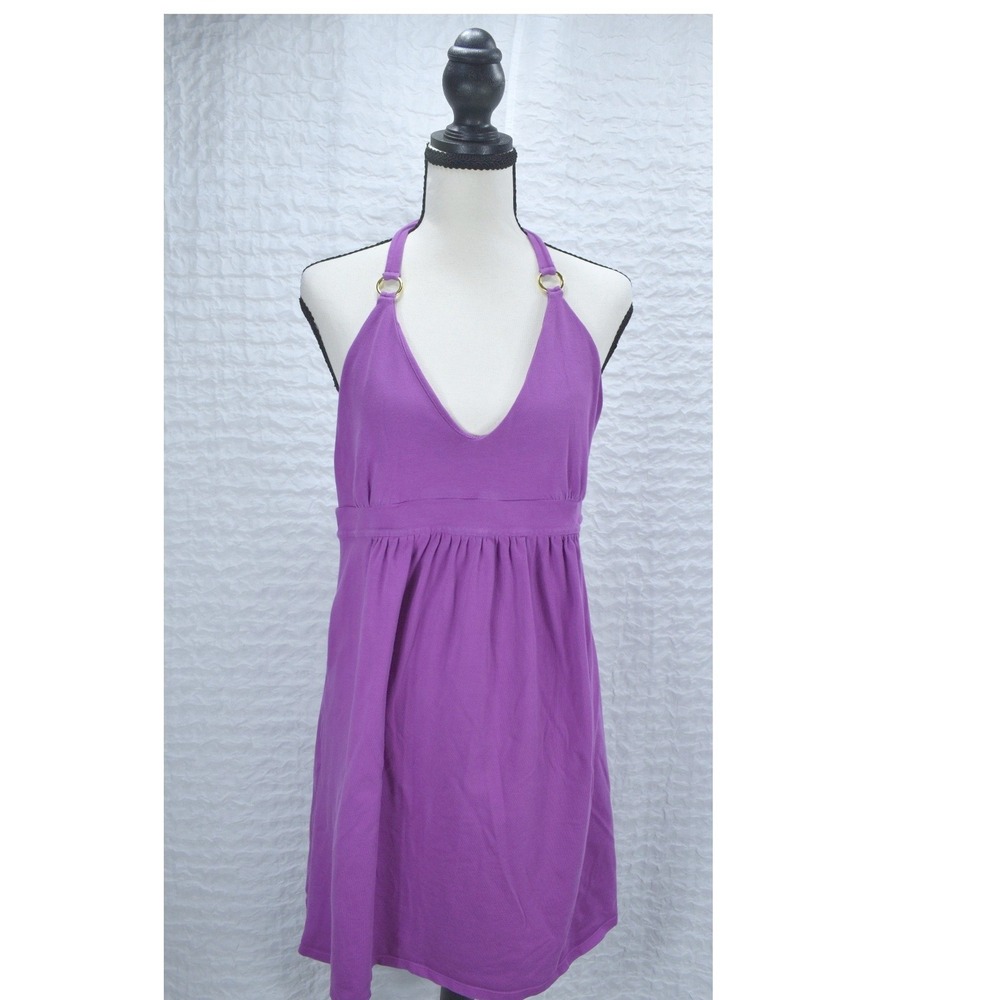 Victoria's Secret Bra Tops Purple Halter Mini Dress Gold Ring Accent Large